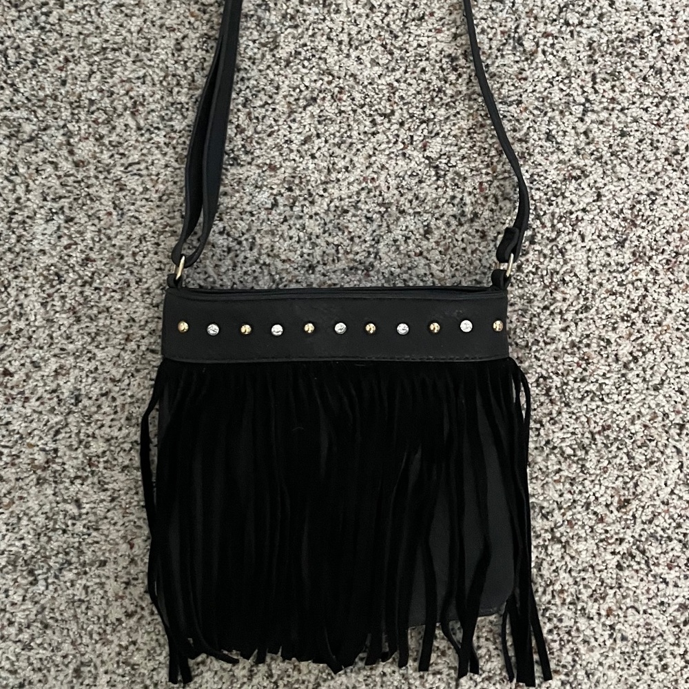 Black fringe purse
